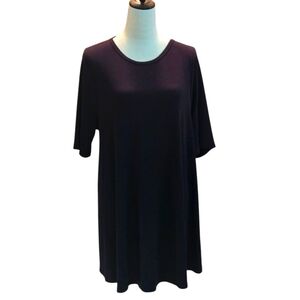 Curvy Boutique Black Tunic or Dress Solid Ribbed Fabric 3/4 Sleeves Women's 3XL
